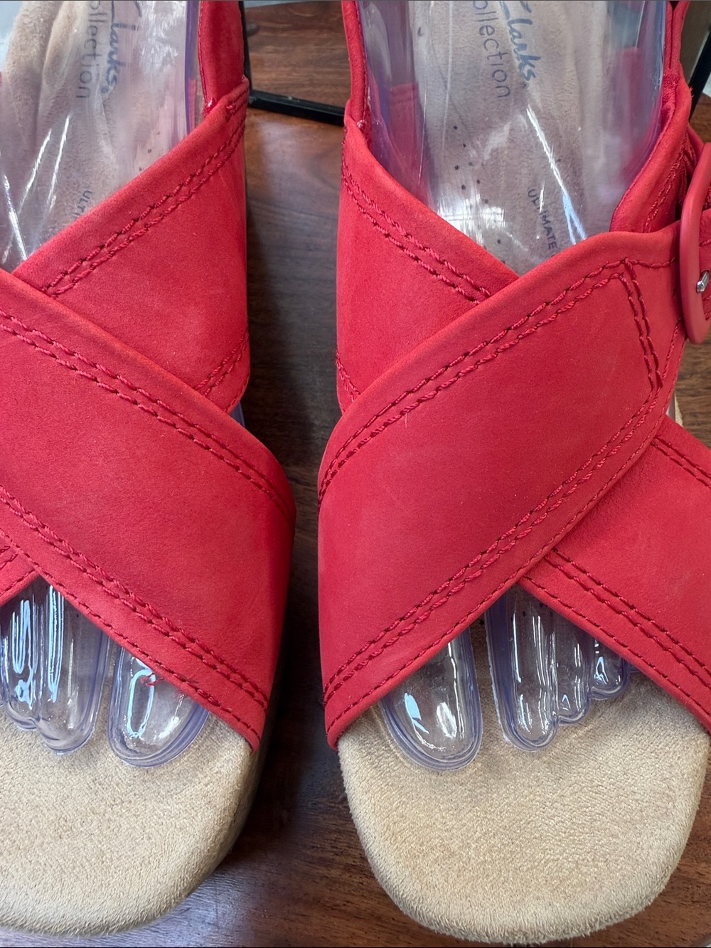 Clarks Collection Women's Leather Wedges Nerisa Pace Red - Picture 3 of 8